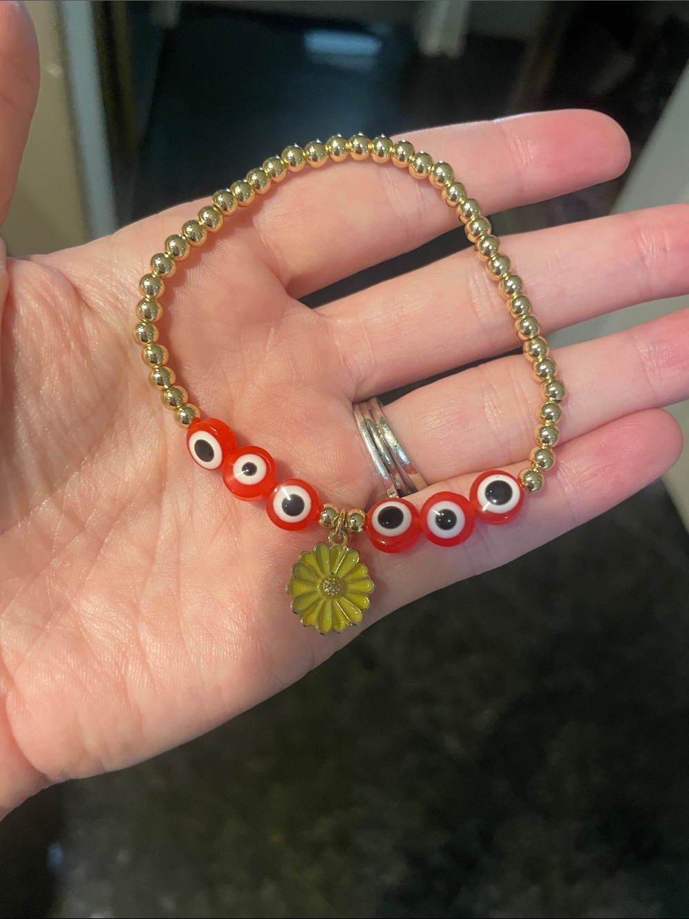 Flower and Turkish Eye Bracelet